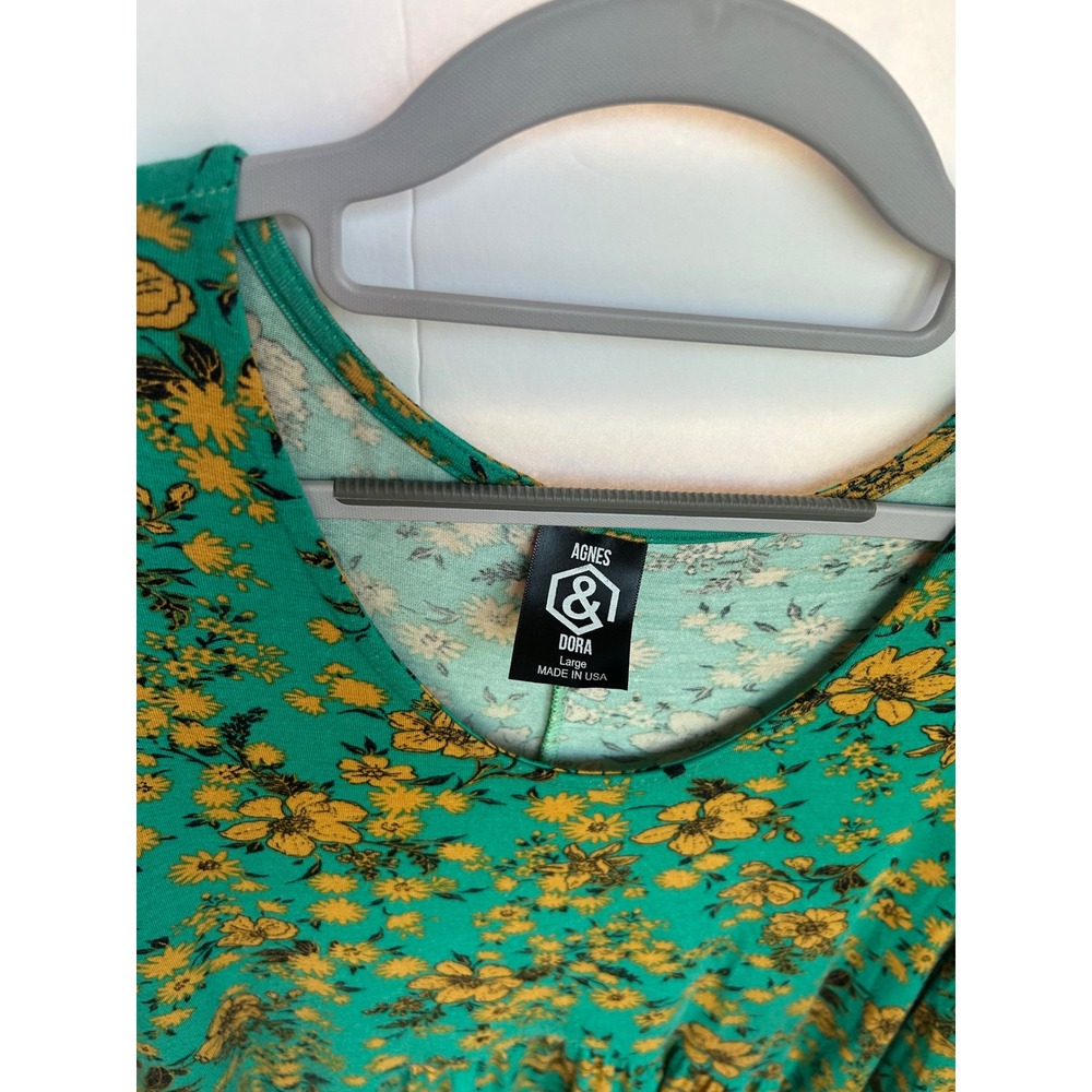 Agnes & Dora Floral Maxi Dress Womens Large Green Yellow Excellent Boho Tiered - Picture 5 of 5